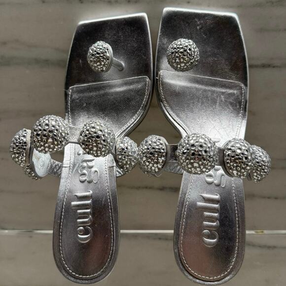 CULT GAIA Sarina Crystal-Embellished Metallic-Leather Sandals SZ 36 - Picture 2 of 11